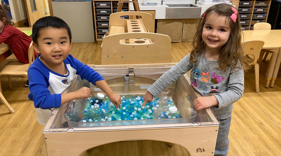 Students at Caedmon learning in a Montessori way