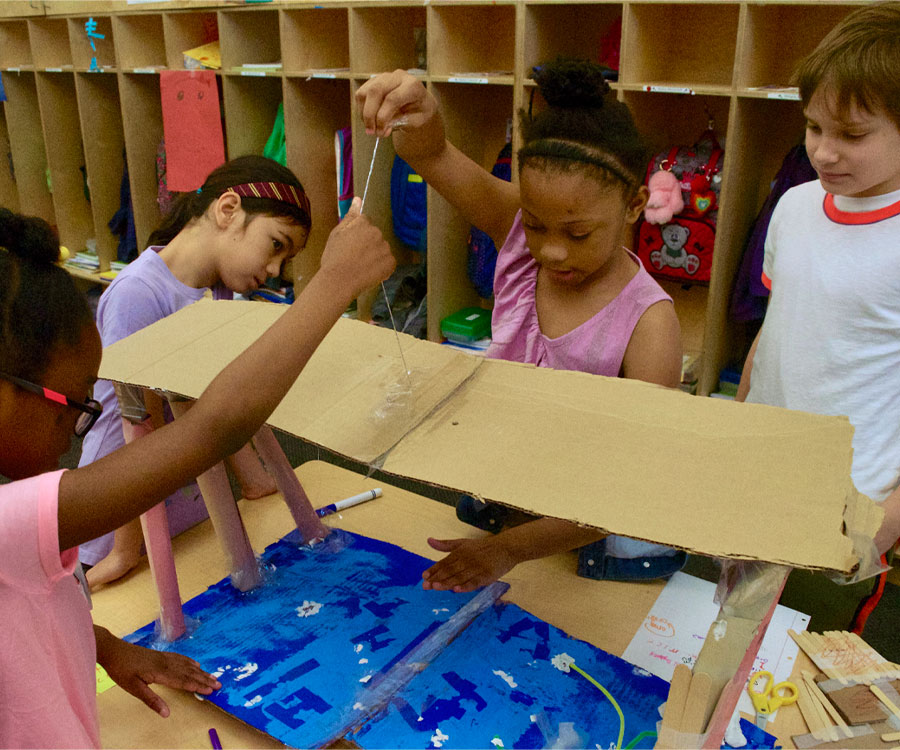 Young students at Caedmon learning through building a model